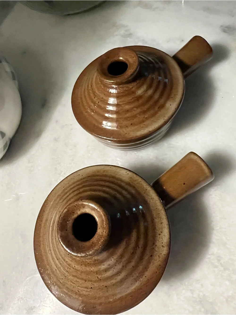 Brown Ceramic Sauce Servers with Lids (Set of 2)